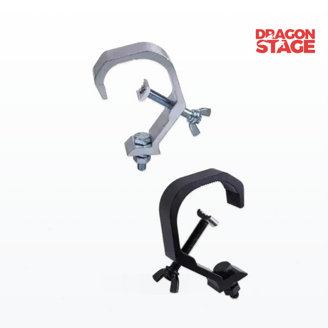 100KG Safe Working Load Aluminum Stage Light C Clamp Silver Black Truss Hook for 35-52mm Tubing