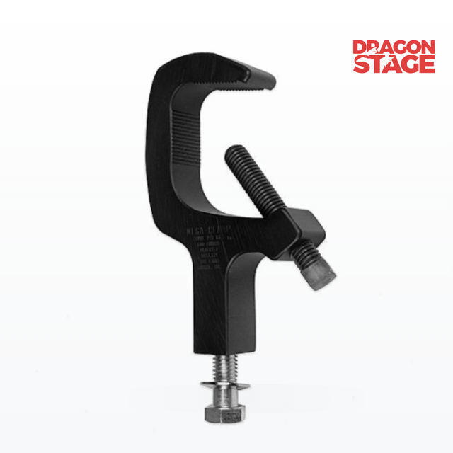 Black Aluminium C-Clamp for Theatre Lighting, Concert Fixtures & Stage Pipe Mounting