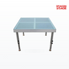 Transparent Glass Quick-Lock Stage Deck with Cross-Braced Aluminum Frame & Round Legs