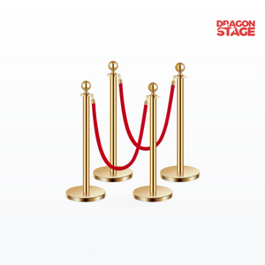 Gold Stainless Steel Stanchion Posts with Velvet Ropes for Events